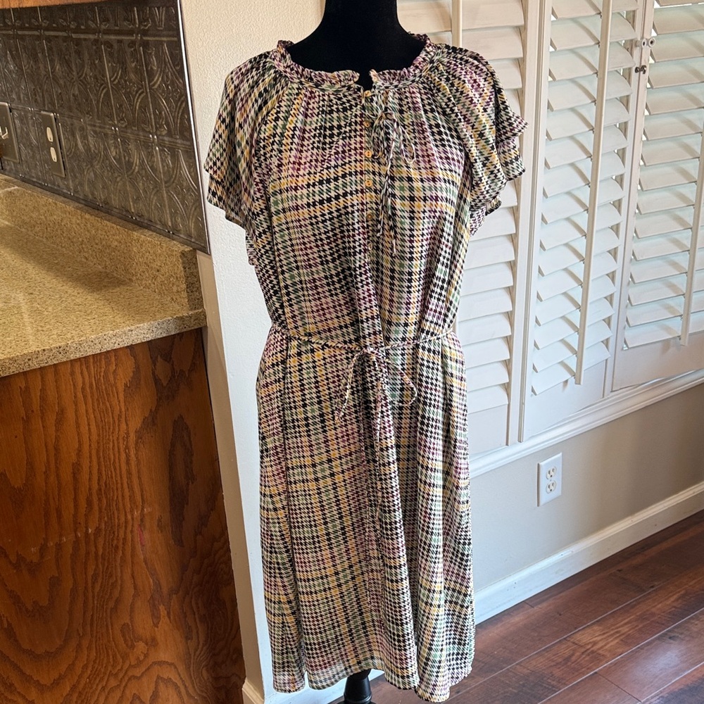 LOFT Multicolor Plaid Midi Dress - Picture 1 of 10